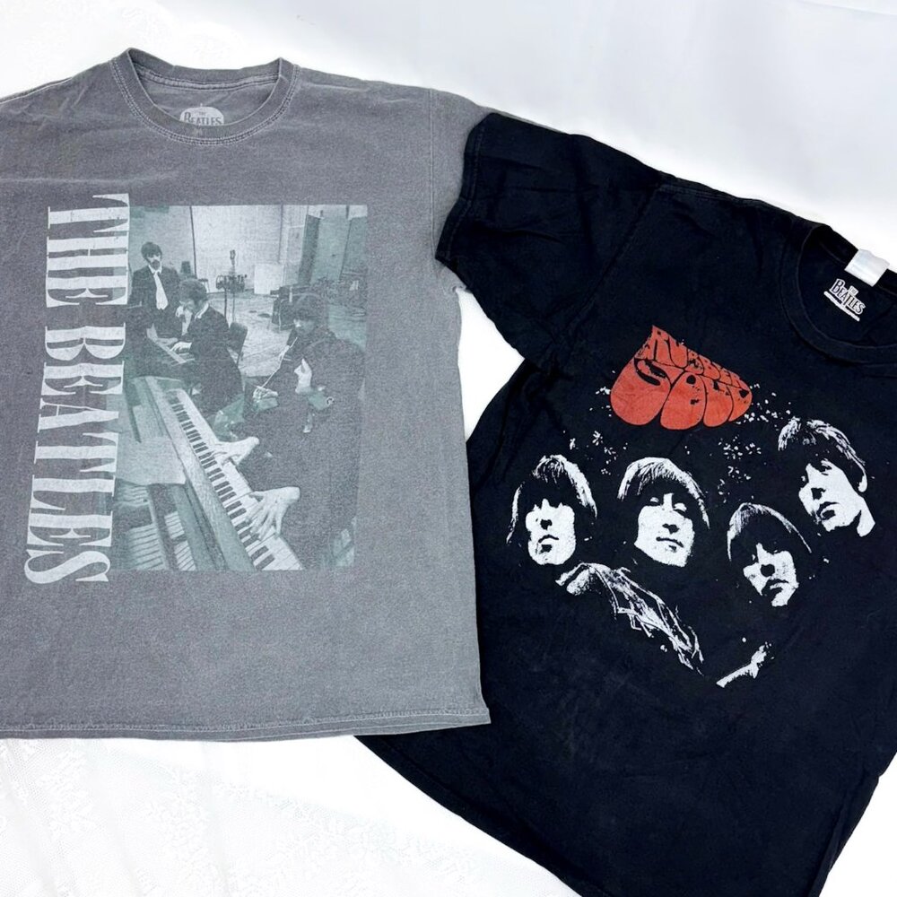 The Beatles Band T-Shirt Lot of Two Rubber Sole Shirts Size Medium